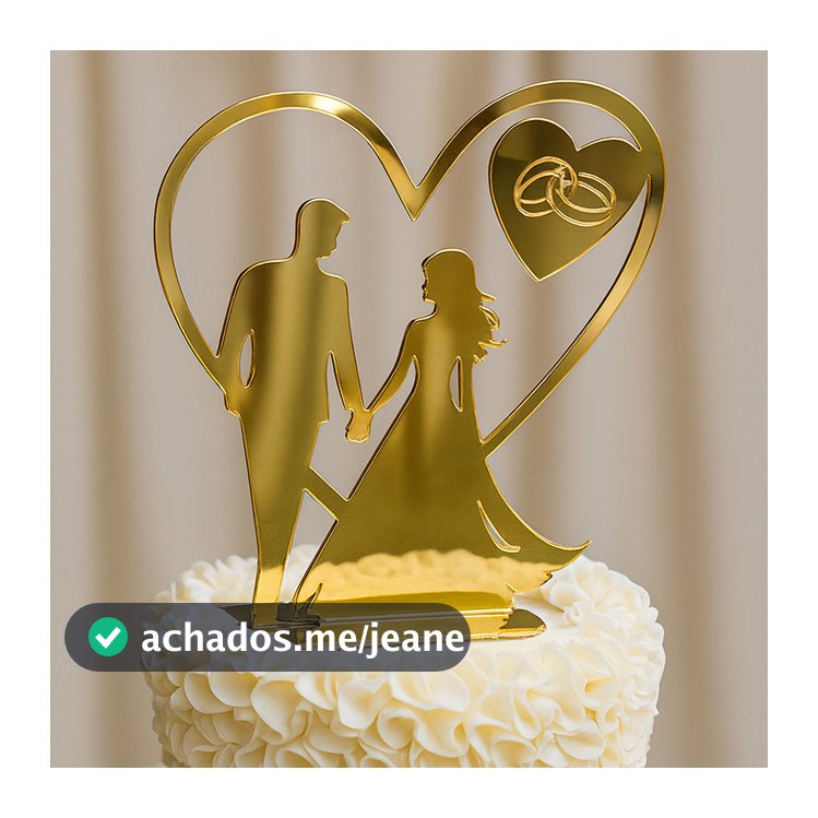 Topo De Bolo Casamento Bodas Festas Aniversários Decorativo