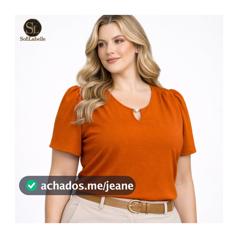 Blusa Feminina Social Plus Size Elegante Manga Curta Moderna Tecido Duna Não Amassa GG a G3 Trabalho