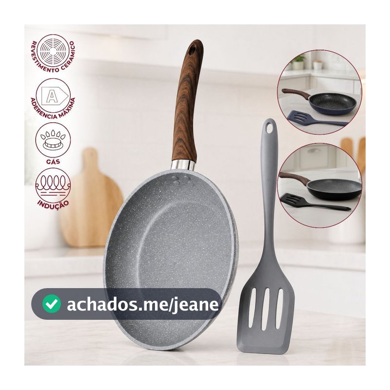 Kit Frigideiras 2 Peças Antiaderente em Cerâmica Indução e Indução - 20cm ou 24 Cm + Espátula