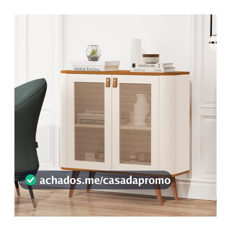 Aparador Buffet Cantinho do Café 2 Portas Para Sala de Jantar Estar Cozinha Com Pés de Madeira Retrô