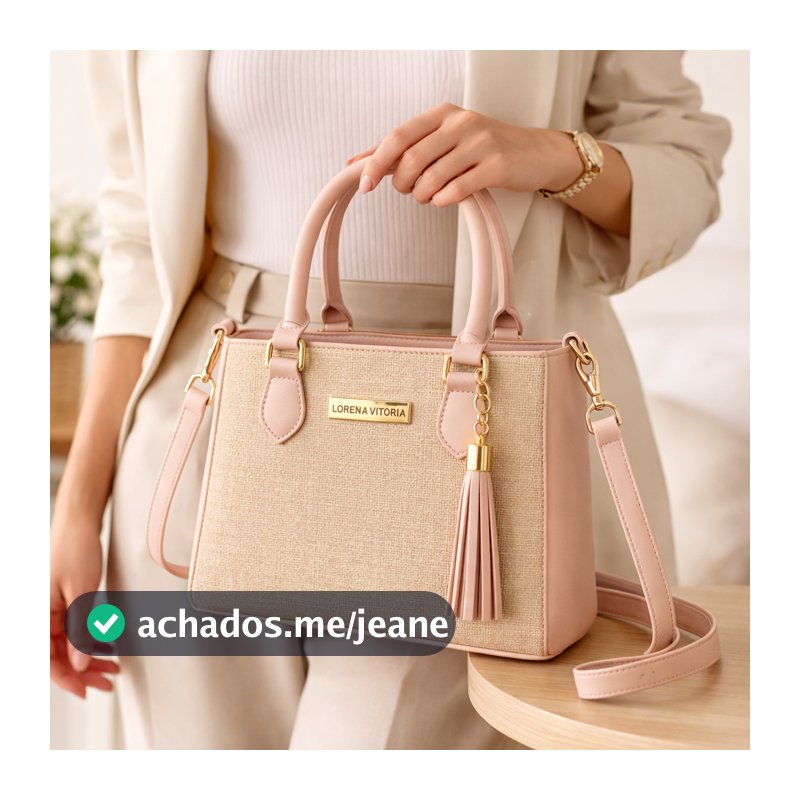 Bolsa Feminina Lorena Vitória Palha Luxo Alça Dupla Transversal Elegante