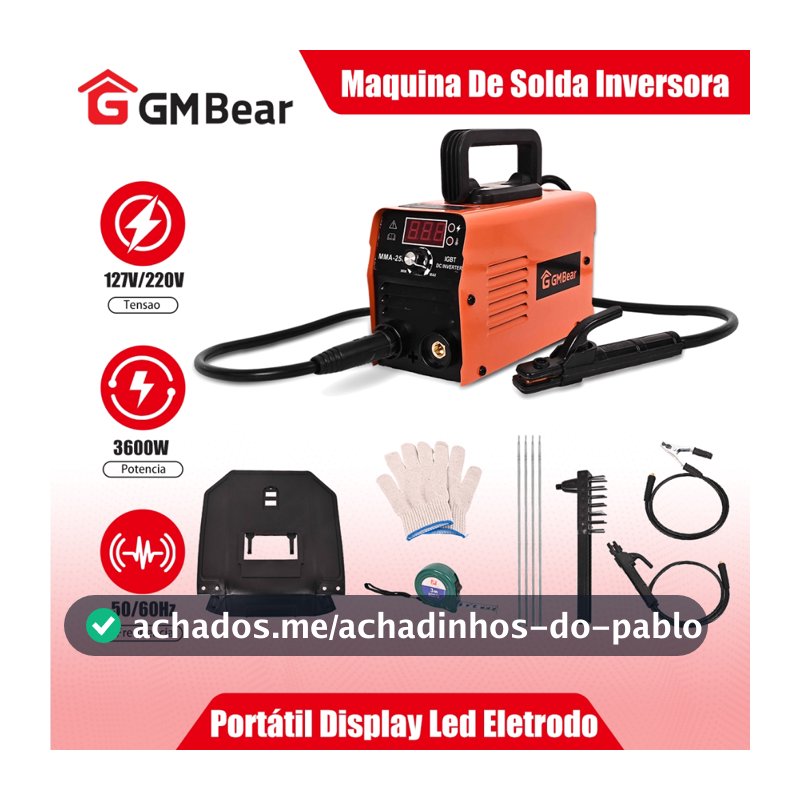 GM Bear Maquina De Solda Inversora,Display Led Eletrodo,Soldadora Inversora Portátil Mma 127/220V Maquina Solda 120A