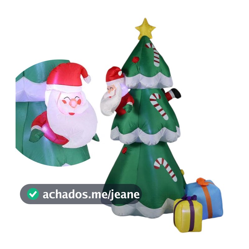 Arvore Natal Natalina Inflavel Papai Noel Luz Led Loja Shopping Casa Decoraçao Festa Evento Comemoraçao Fim de Ano