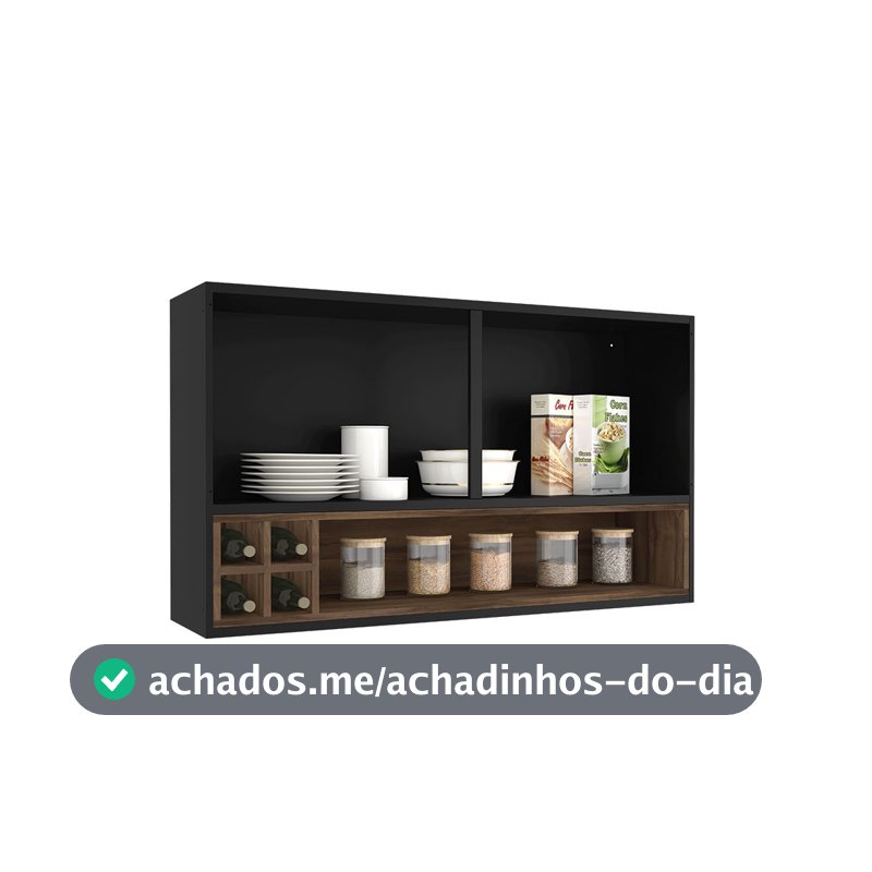 Armário Aéreo de Cozinha Exclusive Itatiaia 2 Portas e Nicho Garrafeiro