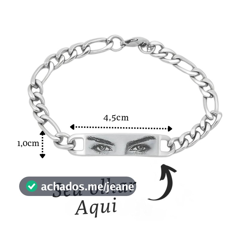 Pulseira Bracelete Aço Inoxidavel Olho Olhar Face Masculino Feminino 20cm Anti Alérgico Pode Molhar