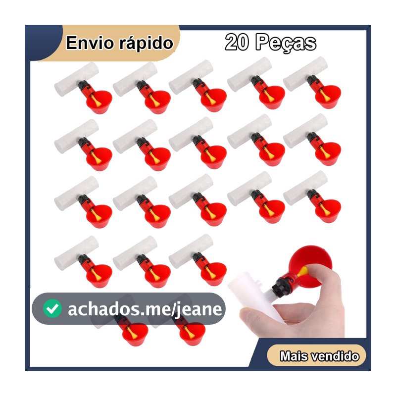Copo de água para galinhas com 20 peças, automático, bebedouro, comedouro para aves, bebedouro, ferramenta