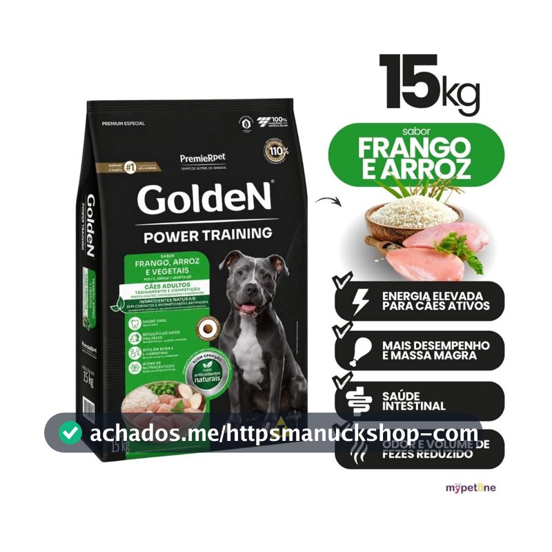 Ração Golden Power Training Cães Adultos Frango e Arroz 15kg
