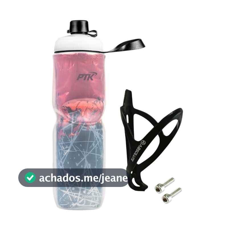 Garrafa Caramanhola termica  Squeeze 700ml para bike + Suporte Absolute com Parafusos