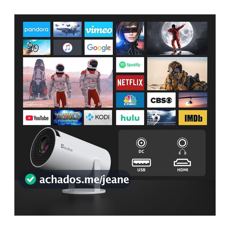 Projetor HY300 Original Portátil Smart Android 11 4K Ultra HD HDMI Wifi Bluetooth Alto Falante Embutido