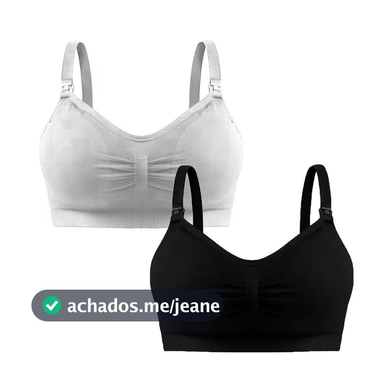Kit 2 Sutia Amamentação Reforçado Lingerie Roupa Maternidade Confortável Alças Largas P ao XG Premium