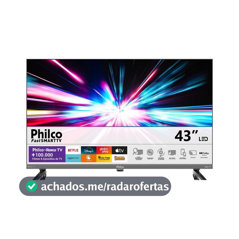 Smart TV 43" Philco QLED HDR10 Roku TV P43KRB