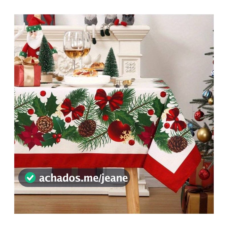 Toalha Natalina Para Mesa de Jantar Decoração Natal 8/10/12 Lugares Estampas Sortidas Retangular