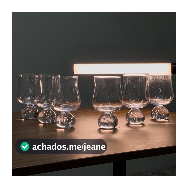 Kit  6 Taças Vidro 440ml Base Bolha Design Moderno