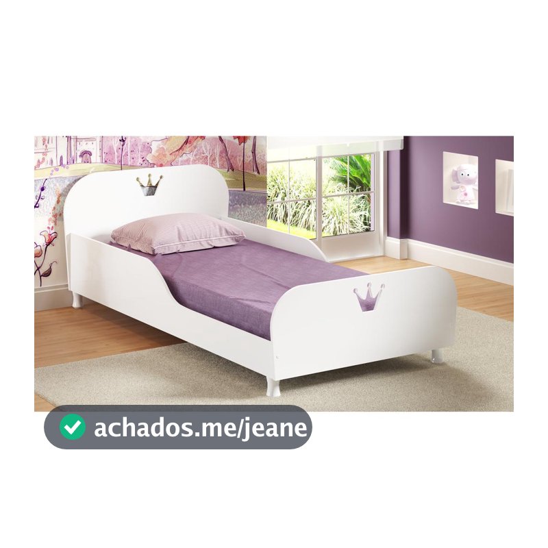 Cama Infantil Realeza para colchão 88 x 188 cm 100% MDF Multimóveis Branca