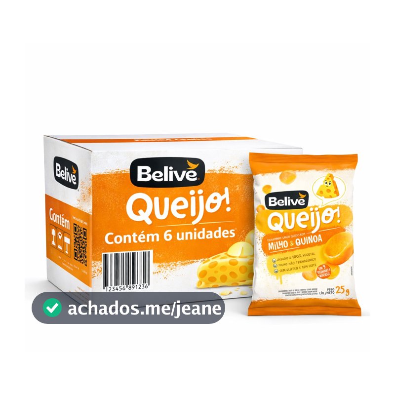 Kit 6 Salgadinho BELIVE Sabor Queijo S/ Gluten 25g