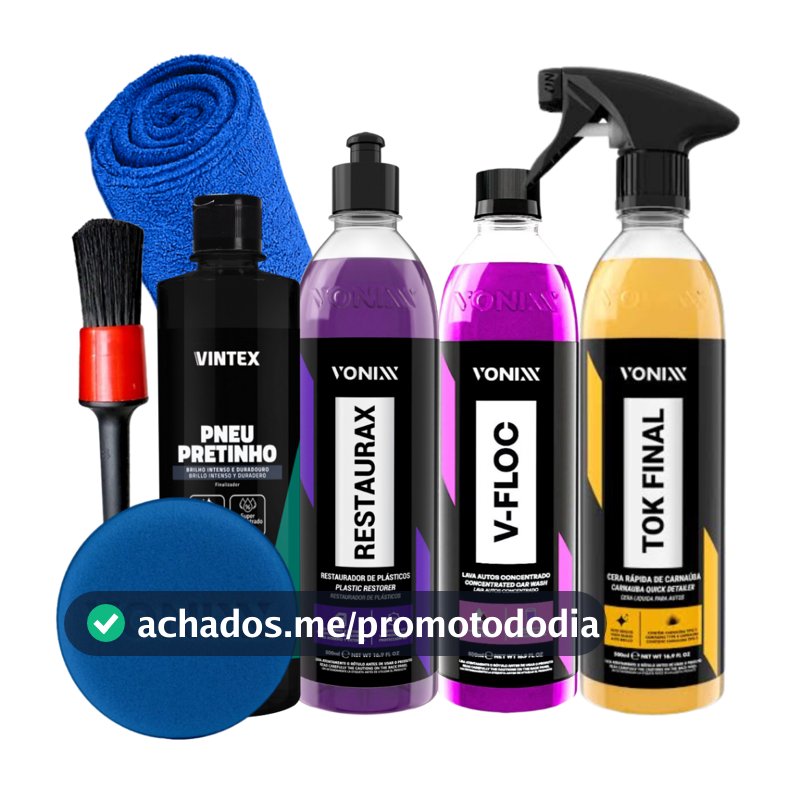 Kit Shampoo V-Floc Cera Tok Final Pneu Pretinho Restaurax Vonixx