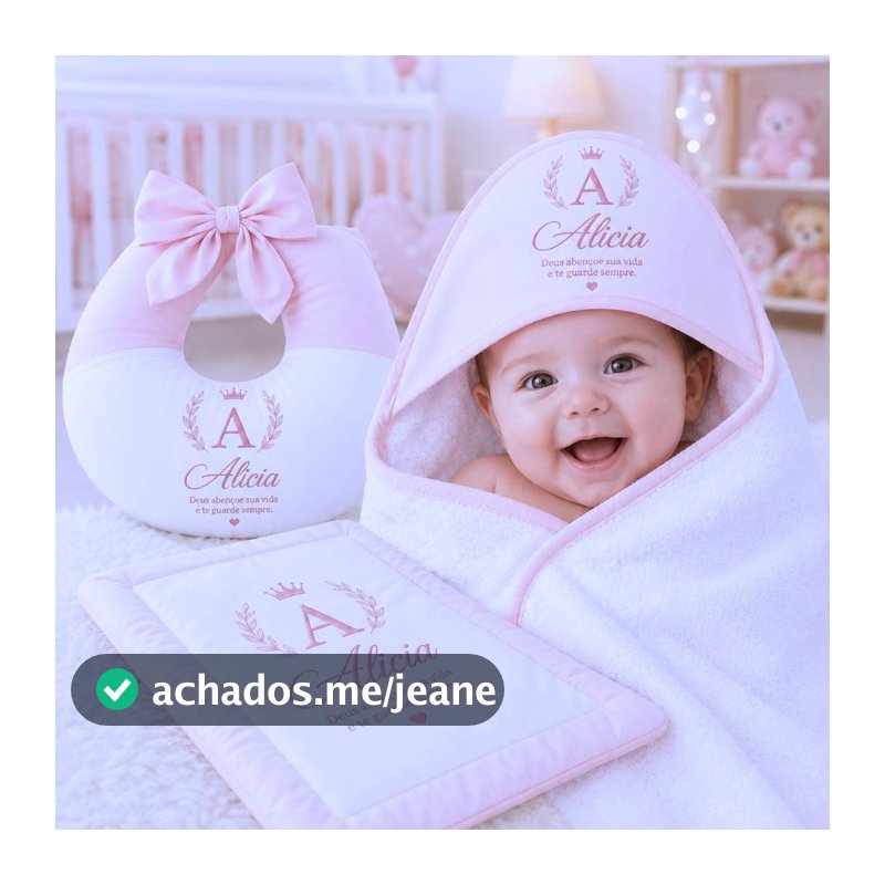 Kit Bebê Premium Personalizado c/ Nome: Almofada Amamentação + Colchonete + Toalha...