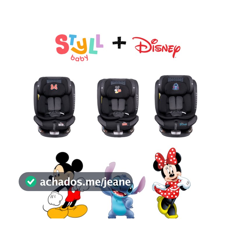Cadeira Para Auto Styll Baby 360° Com Isofix 0 À 36kg Disney mickey minnie stitch