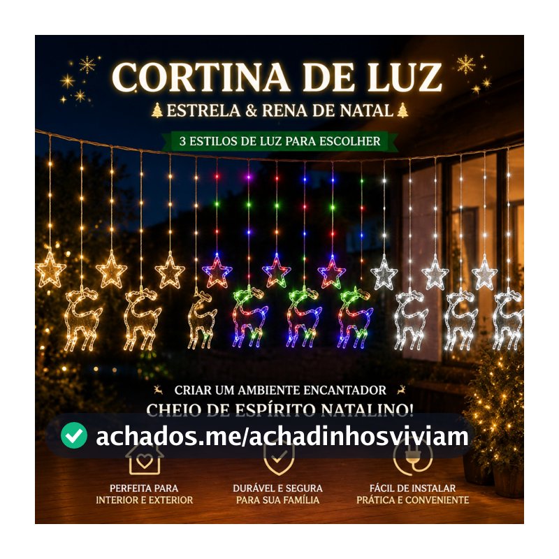 3M Bivolt 110V–220V Cortina de Luz Natal Estrela 5 Pontas, Pisca-pisca LED, Quintal KL-511