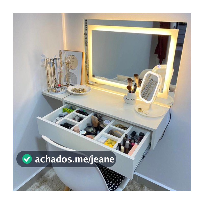 Gaveta Suspensa Em MDF Penteadeira Branco Com Divisórias Para Maquiagem Decorativa Mesa De Cabeceira