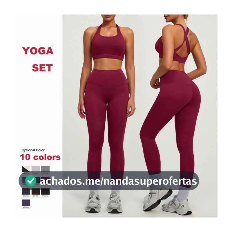 2026 Verão Feminino 2 Peças Roupa De Yoga Halter Cruzado Volta Sutiã Esportivo Cintura Alta Levantamento De Bunda Leggin