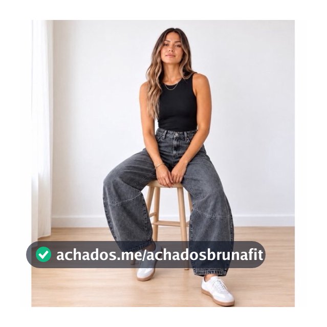 Calça Jeans Feminina Moda Balloon Estilosa Premium Cor Grafite