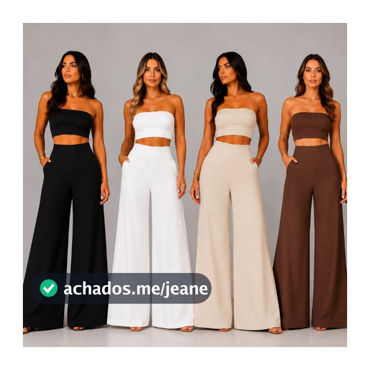 Calça em Linho Pantalona Feminina - Wide Leg Social Trabalho