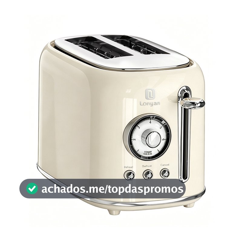 Torradeira 800W LONYAN 220V 7 Níveis Antiaderente Aço Inox Desligamento Automático Bandeja Coletora Café Manhã