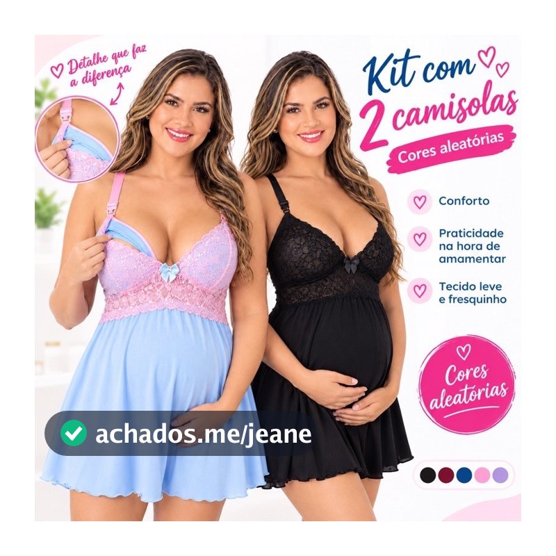 Kit 2 camisolas amamentação pós parto