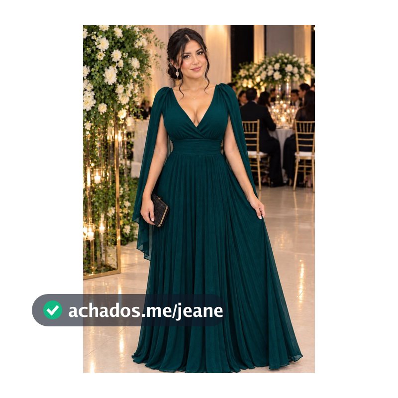 Vestido Longo Plisado Decote V Vestido Para Madrina de Casamento Festas Formatura