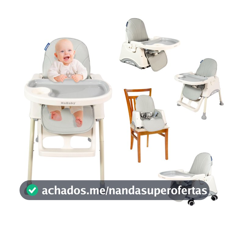 Cadeira De Alimentação Portátil Bebê Multifuncional 4 em 1 Gourmet C/ Cinto Bandeja Dupla Rodinhas Até 25kg
