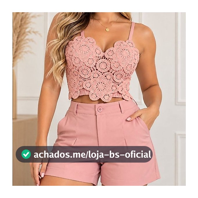 ✨ CONJUNTO FEMININO CROCHÊ FLORAL ALFAIATARIA