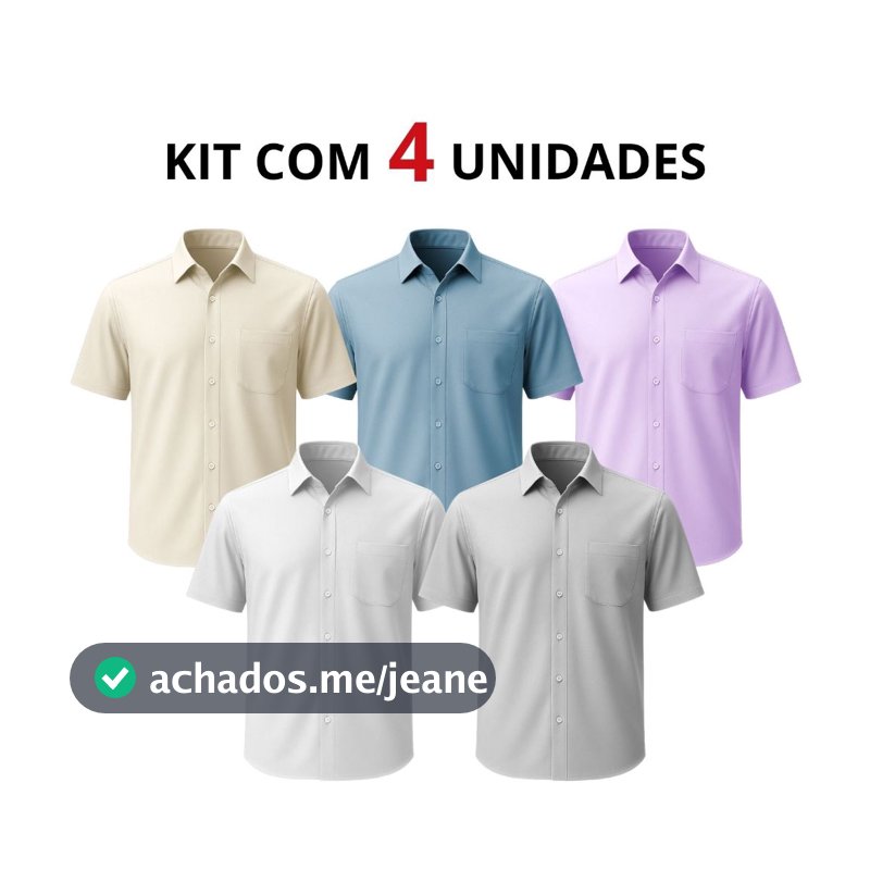 Kit 4 Camisa Social Masculina Manga Curta Com Bolso Blusa Masculina Social Tecido Não Amassa Camiseta Social Masculina