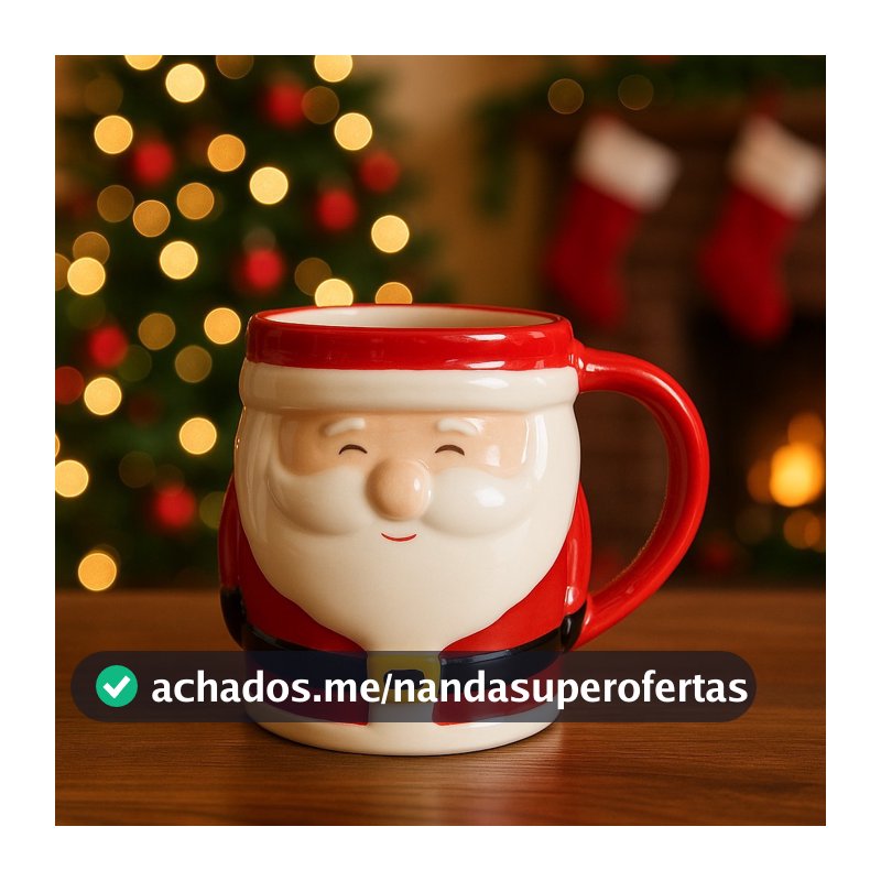 Caneca De Natal Papai Noel Cerâmica 330ml