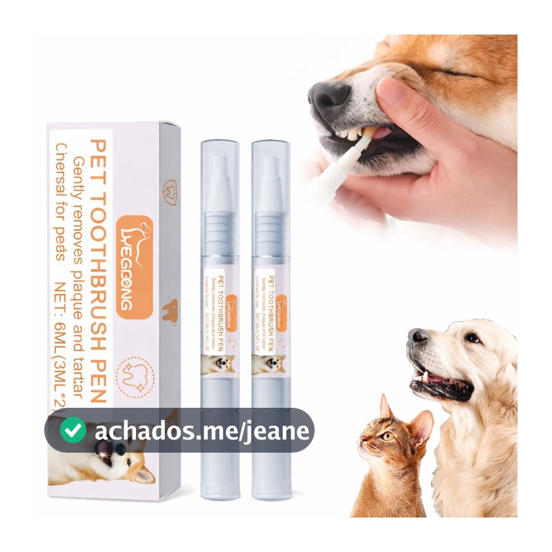2 Canetas para Limpeza Dental de Pet Cães E Gatos Remove Tártaro Escova de Dente Animais Estimação