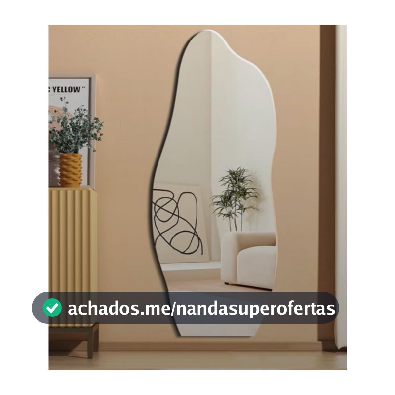 Espelho Orgânico Form 95x40cm Lapidado Polido Moderno Decorativo c/FITA DUPLA FACE (FORM)