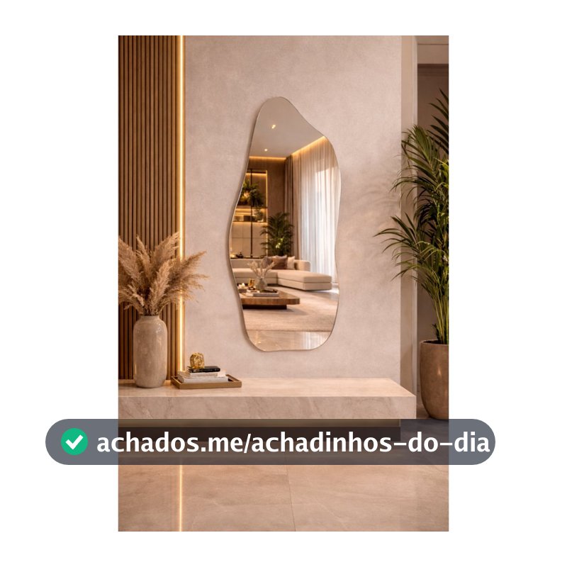 Espelho Orgânico Pinterest Grande Mod. Flame Retrô Oval Retangular Meia Lua Decorativo Sala Quarto Banheiro