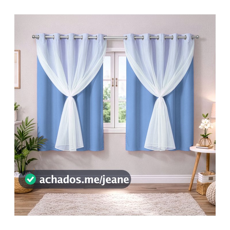 Cortina Corta Luz com Voil Branco 2,00m Largura x 1,40m Altura Blackout Varias Cores Premium