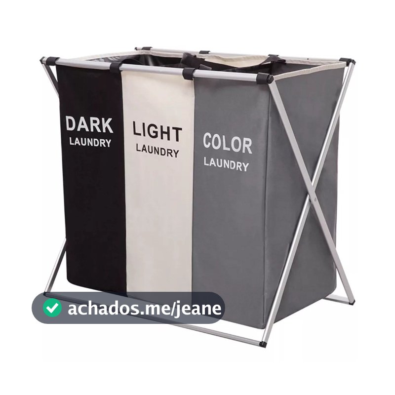 Cesto De Roupa Suja Organizador 3 Divisórias Dobrável