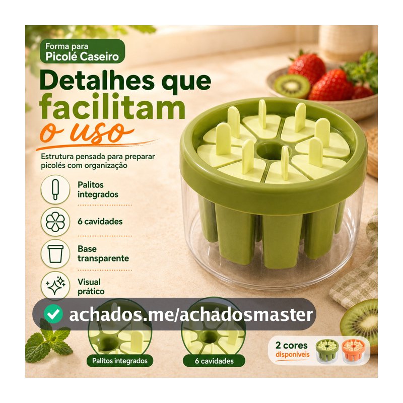 Forma De Picolé Sorvete 8 Cavidades Antiaderente para Sucos Leite e Frutas Com Tampa Forminha para Picolés