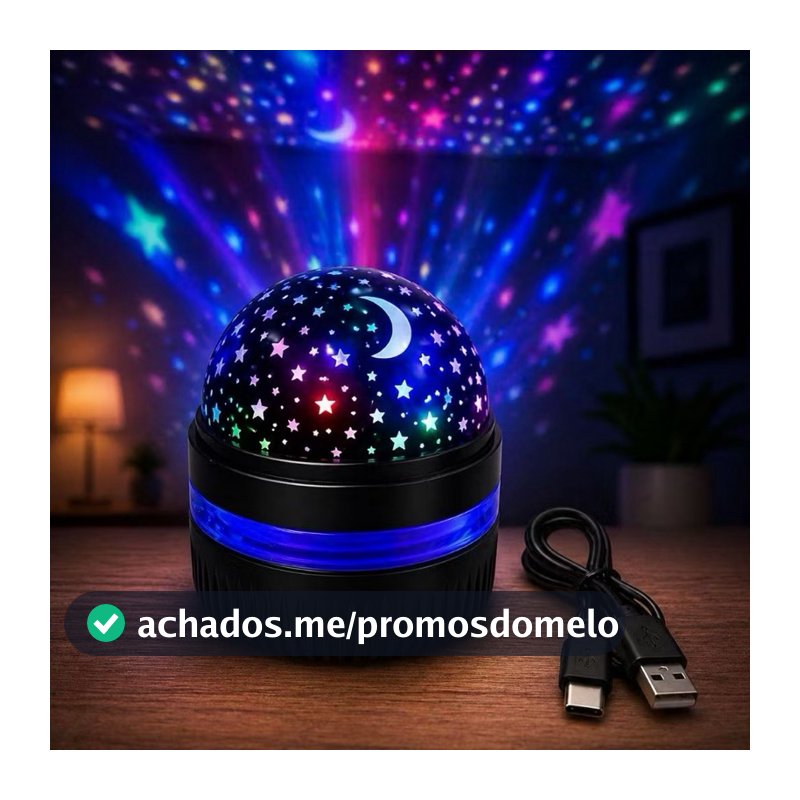 Luminaria Mini Com Projeções Espaciais Ou Reflexos Abajur Infantil Céu Estrelado Lua Usb Iluminação Colorida 360º