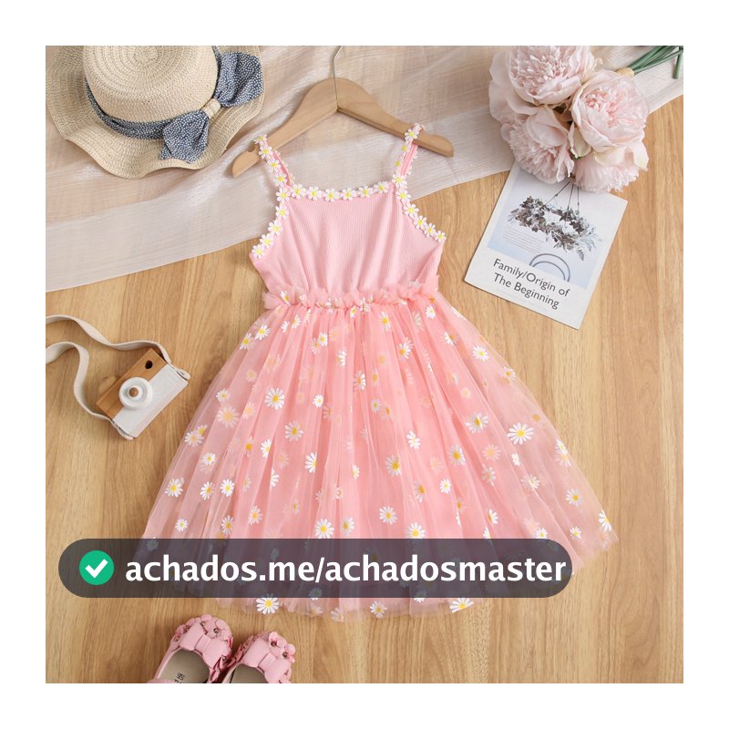 Meninas Vestidos De Princesa Verão Margarida Malha Retalhos suspender Vestido Roupas Infantis