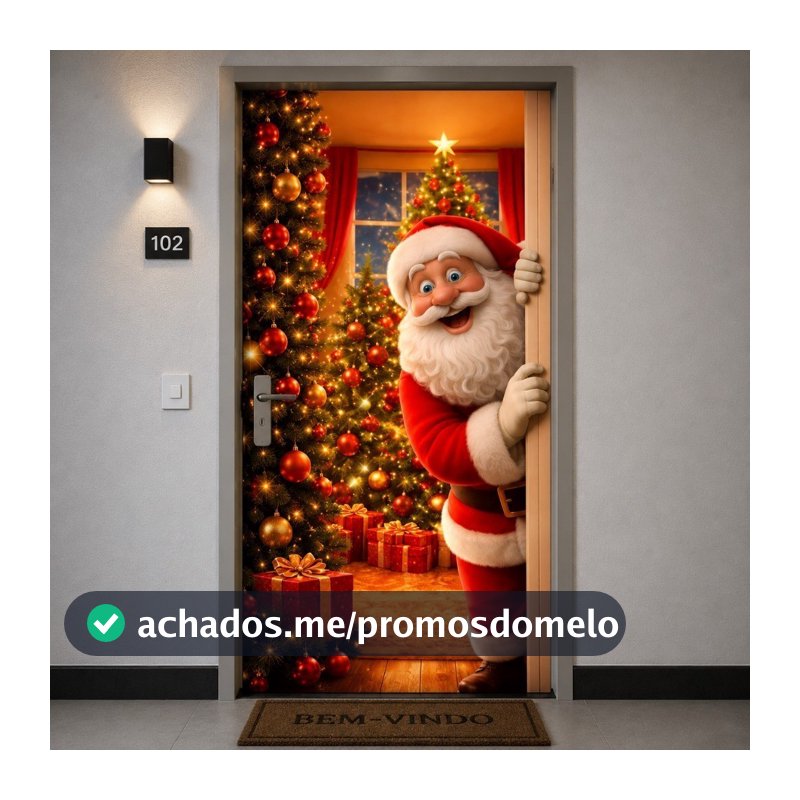 Capa para Porta Papai Noel | Decoração de Natal | Tecido Premium | 85x210cm | Vários Modelos