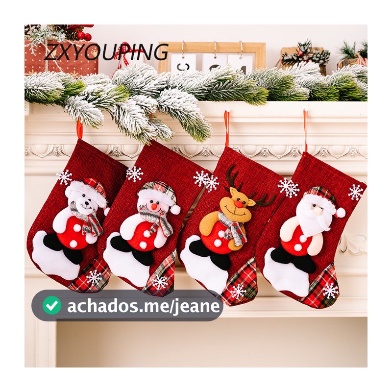 Feliz Natal Bonito Meia De Saco De Doces Presente De Papai Noel Decoração De Casa De Ano Novo Pingentes De Árvore Rena B
