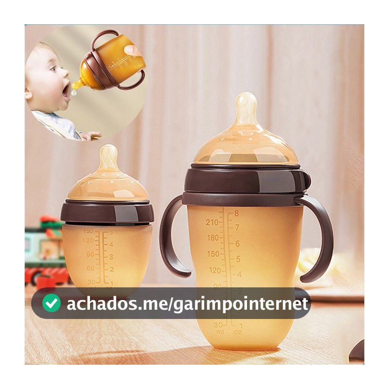 Mamadeira De Silicone Para Bebês Recém-Nascidos , Chupeta De Pescoço Largo Com Canudo 250ml