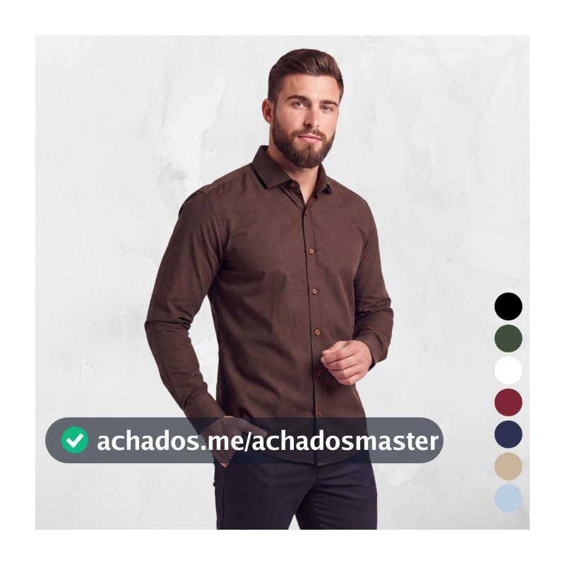 Camisa Social Masculina Manga Longa Para Uniforme Congresso Algodão de Qualidade