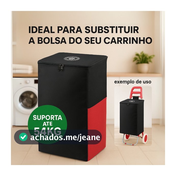 Bolsa para Carrinho de Feira 54L em Nylon Reforçado — Tampa com Zíper | Várias Cores