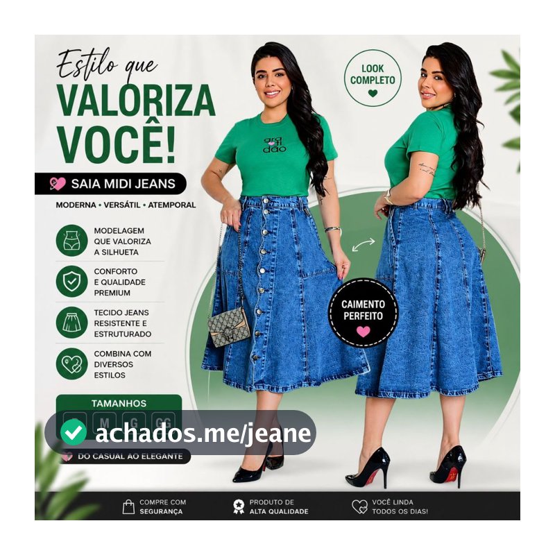 Saia Jeans Feminina Midi Moda Evangélica Moderna Elegante