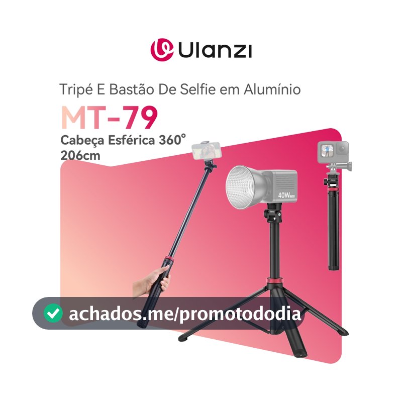 ULANZI MT-79 Tripé Extensível em Alumínio, 206cm com Cabeça Esférica 360° e Rosca 1/4"