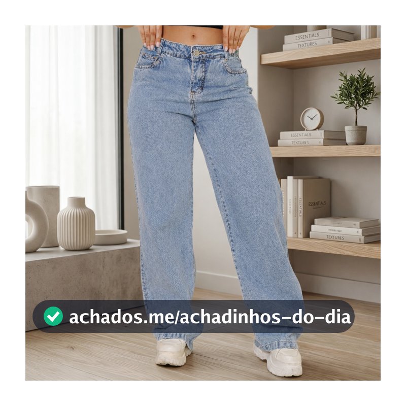 Calça Wide Leg Feminina Jeans Pantalona Cintura Alta Premium Stillger